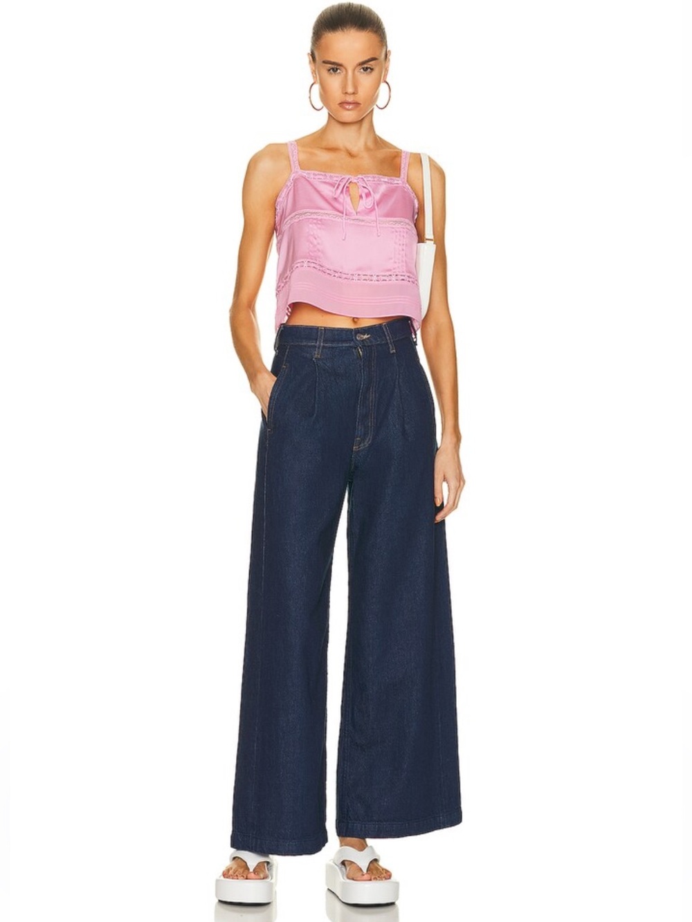 Mother Snacks! High Waisted Pleated Push Pop Nerdy Jean in Cold Brew